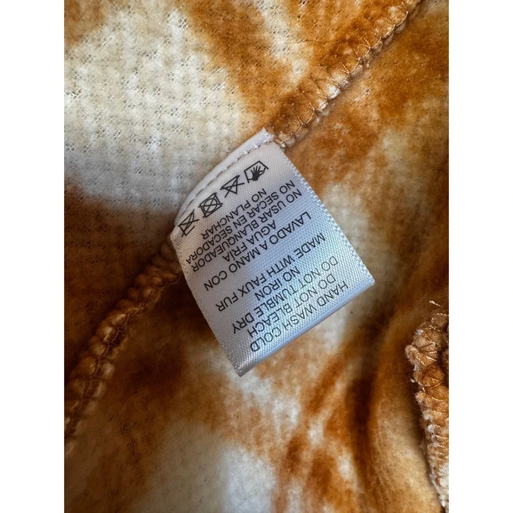 Love Tree Womens Plaid Faux Fur Shacket Orange White Button Front Jacket Small